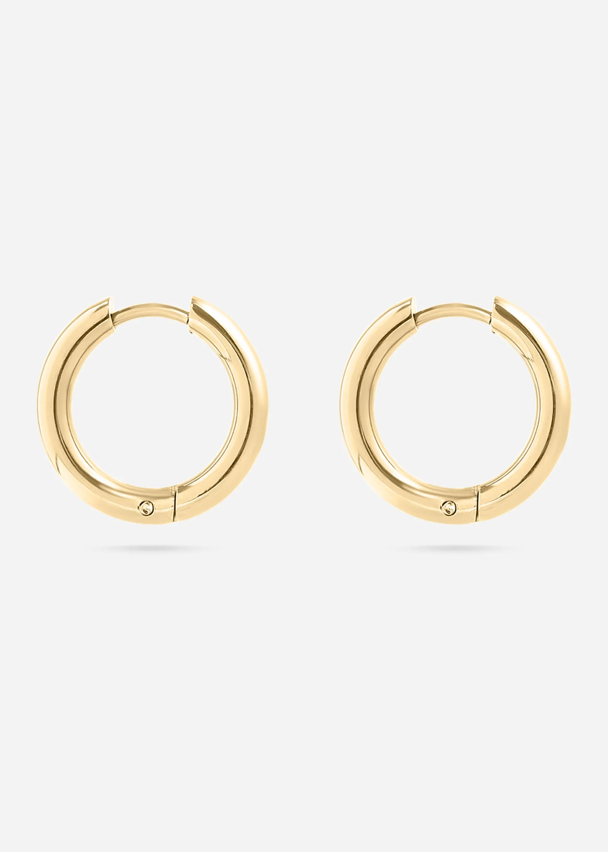 18K Gold PVD Stainless Steel Circle Huggie Hoop Earrings / ERJ0024