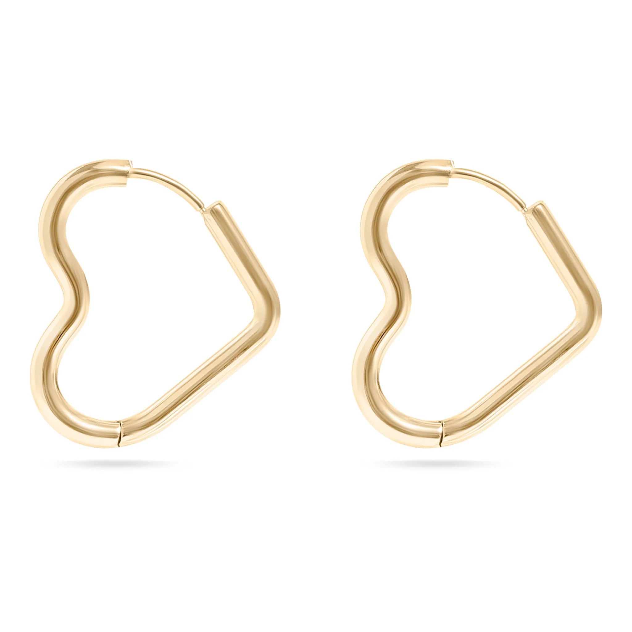 18K Gold PVD Stainless Steel Heart Hoop Earrings / ERJ0007