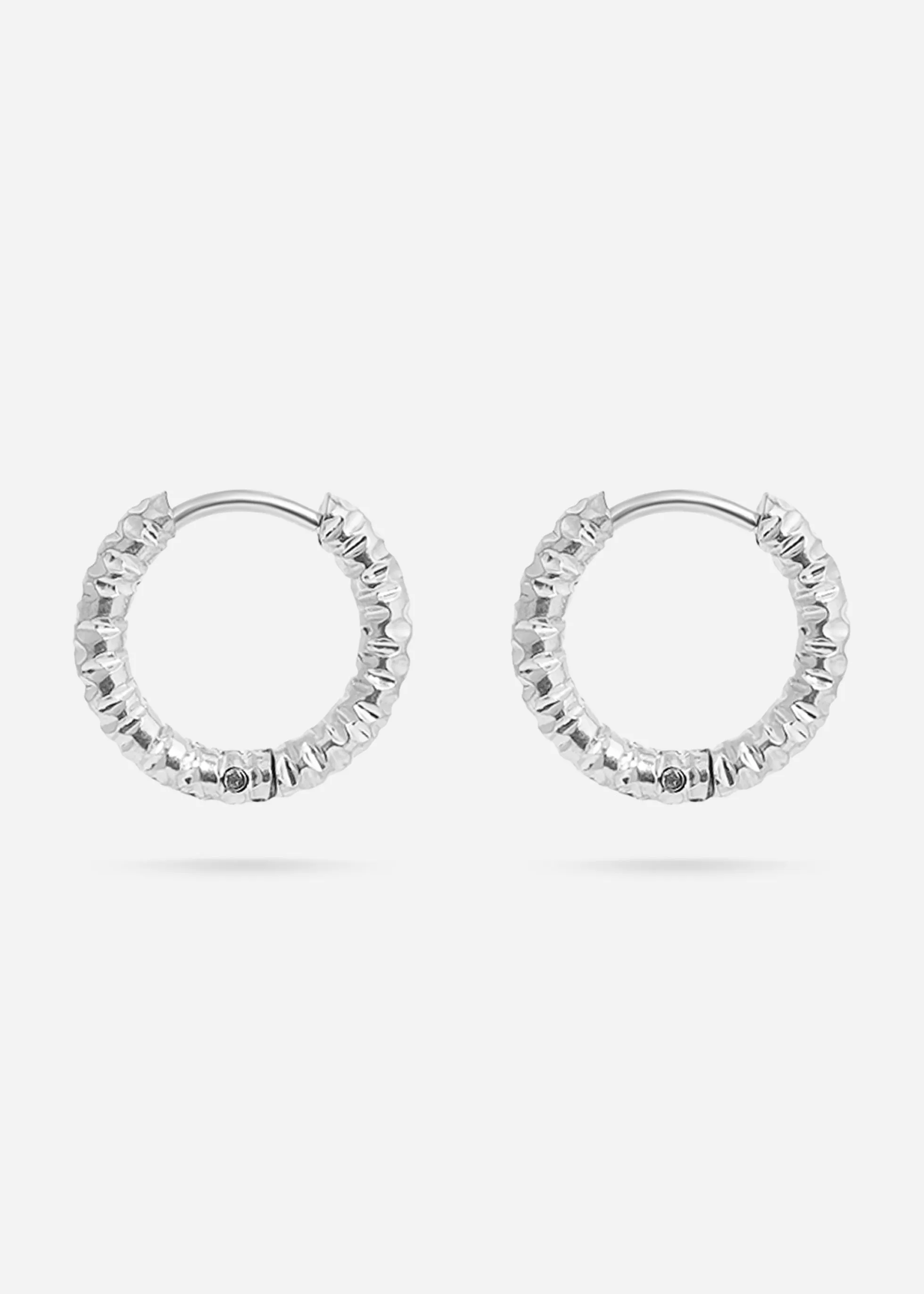 18K Gold PVD Stainless Steel Textured Huggie Hoop Earrings / ERJ0012