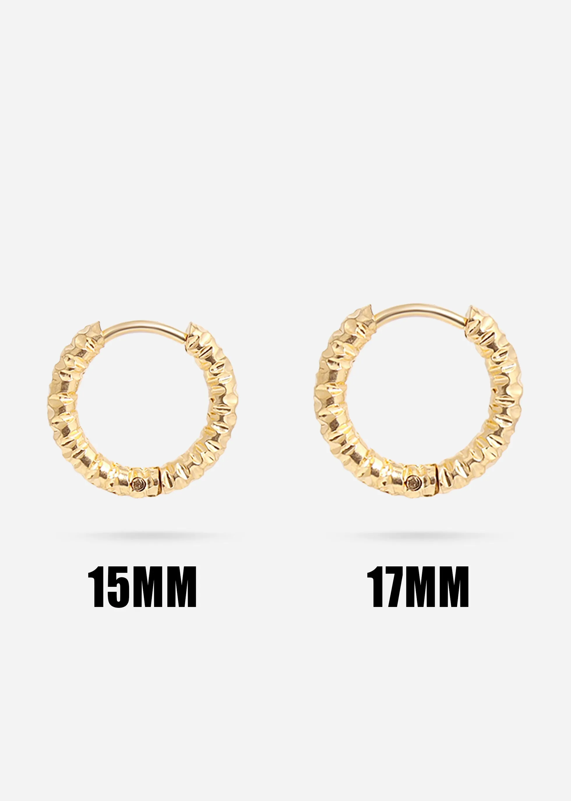 18K Gold PVD Stainless Steel Textured Huggie Hoop Earrings / ERJ0012