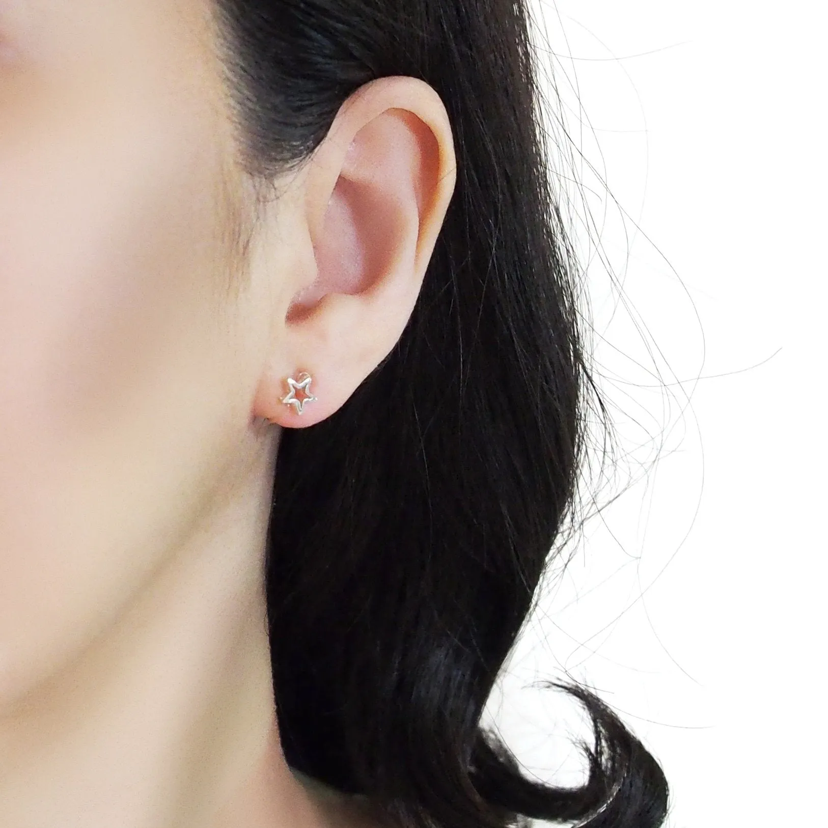 925 Sterling Silver Star Invisible Clip On Stud Earrings