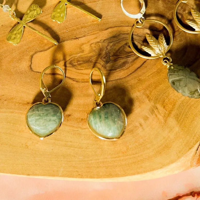Amazonite Chubby Heart Earring