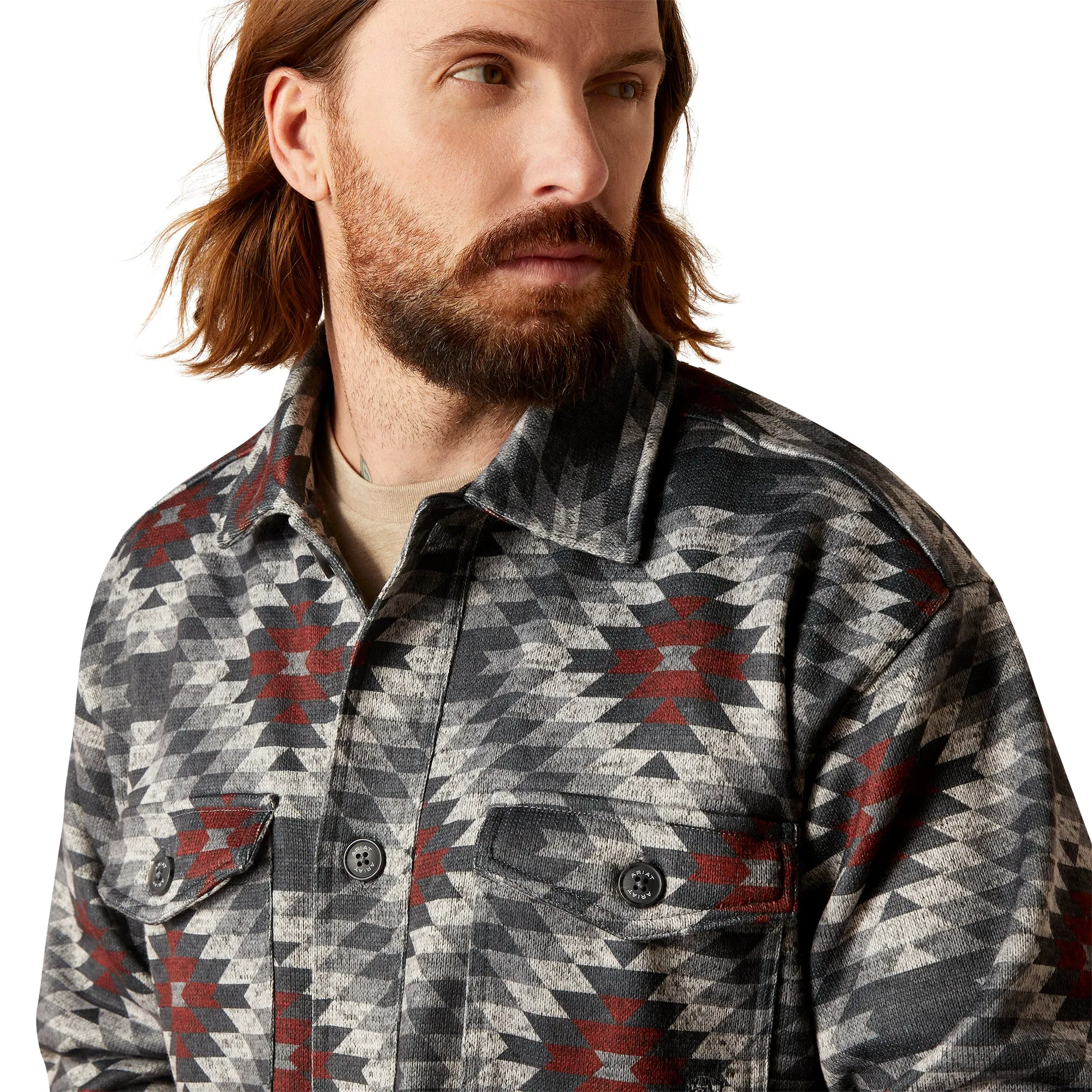 Ariat Men's Caldwell Printed Charcoal Grey Diamond Shirt Jacket 10046053