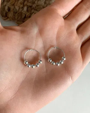 Beaded Hoop Earrings  - Sterling Silver