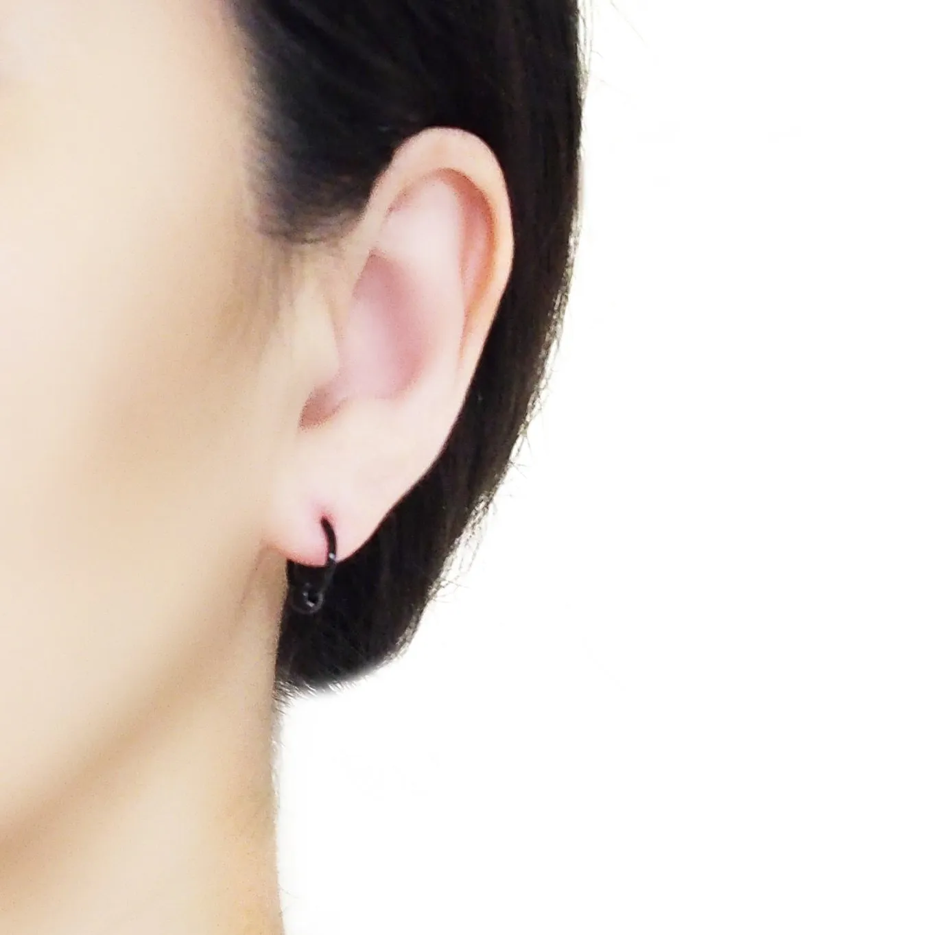 Black Ball Invisible Clip On Hoop Earrings