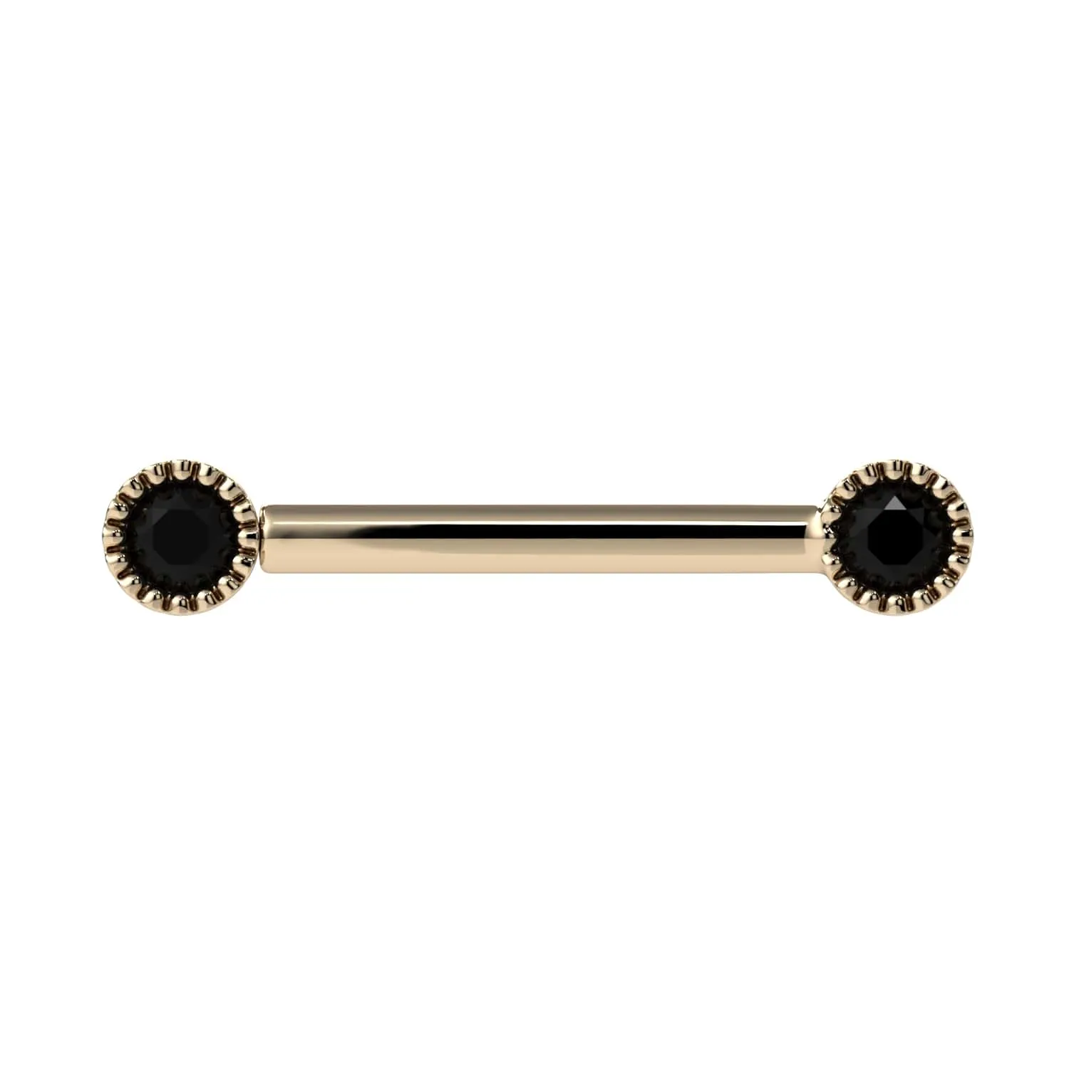 Black Diamond Perlagé 14K Gold Straight Barbell