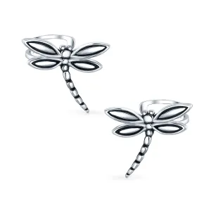 Butterfly Dragonfly Firefly Ear Cuff Cartilage Clip Wrap Non-Pierced Earrings Silver