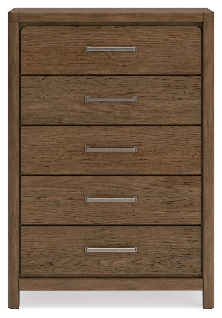 Cabalynn King Upholstered Bed with Mirrored Dresser, Chest and Nightstand in Light Brown