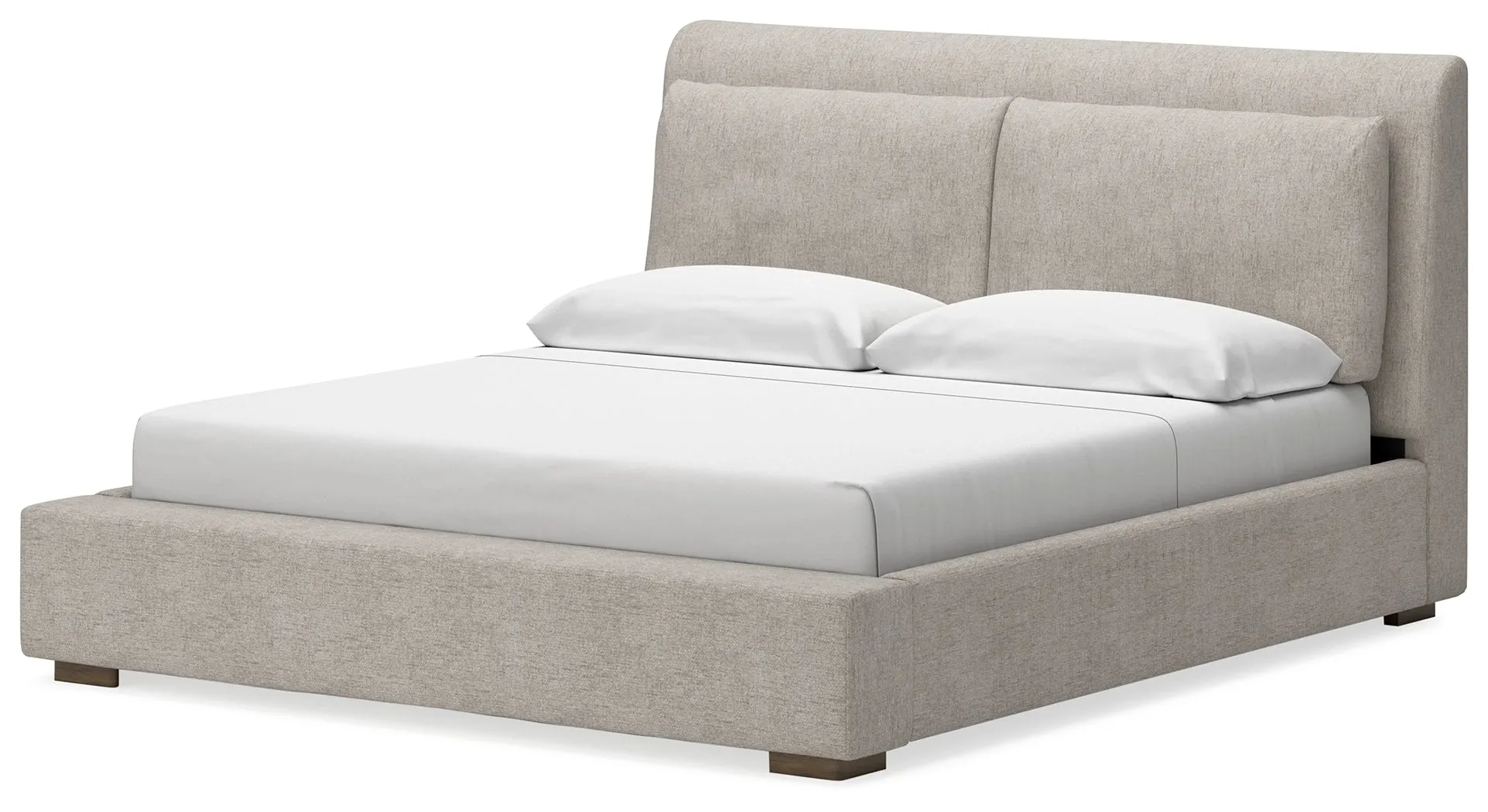 Cabalynn King Upholstered Bed with Mirrored Dresser, Chest and Nightstand in Light Brown