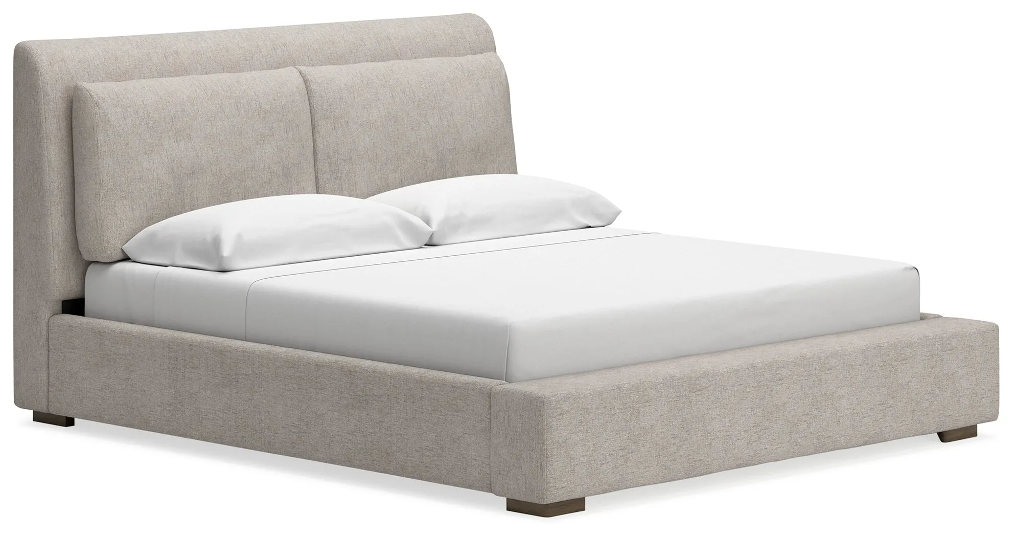 Cabalynn King Upholstered Bed with Mirrored Dresser, Chest and Nightstand in Light Brown