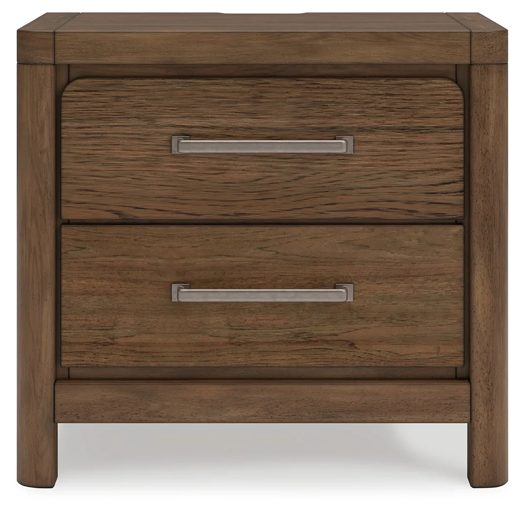 Cabalynn King Upholstered Bed with Mirrored Dresser, Chest and Nightstand in Light Brown