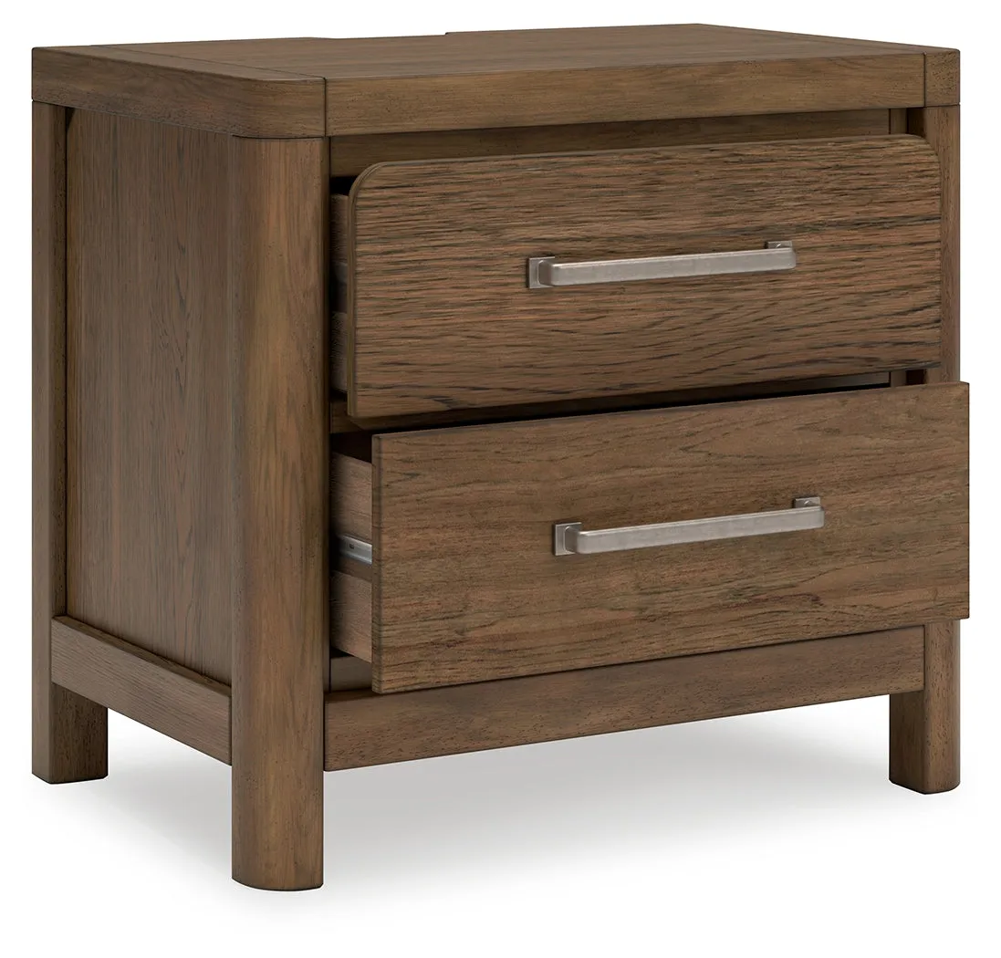 Cabalynn King Upholstered Bed with Mirrored Dresser, Chest and Nightstand in Light Brown