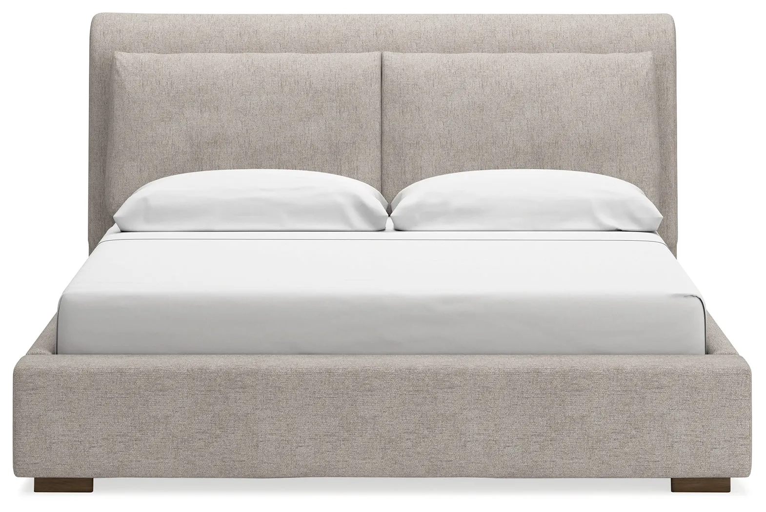 Cabalynn King Upholstered Bed with Mirrored Dresser, Chest and Nightstand in Light Brown