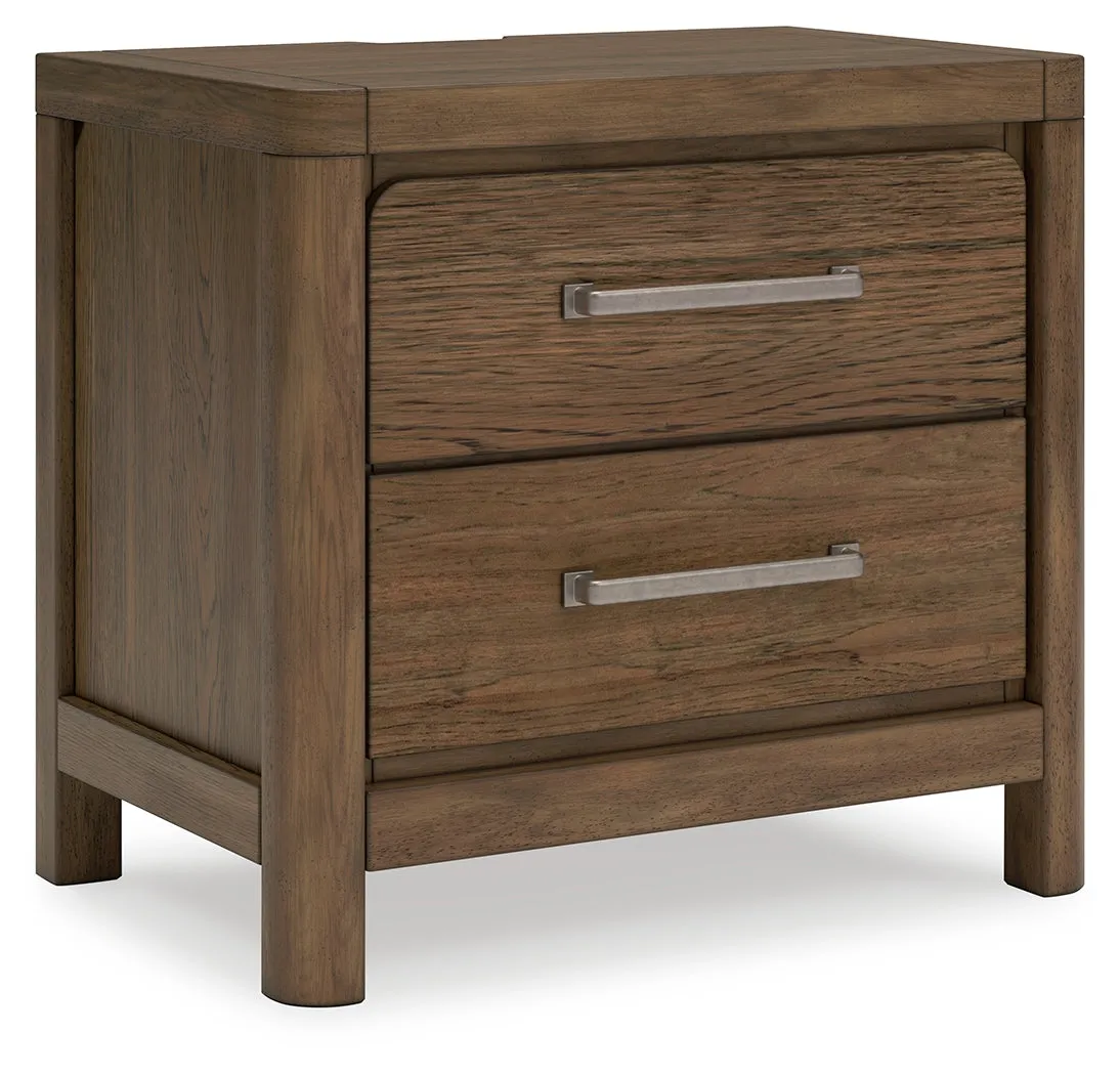 Cabalynn King Upholstered Bed with Mirrored Dresser, Chest and Nightstand in Light Brown