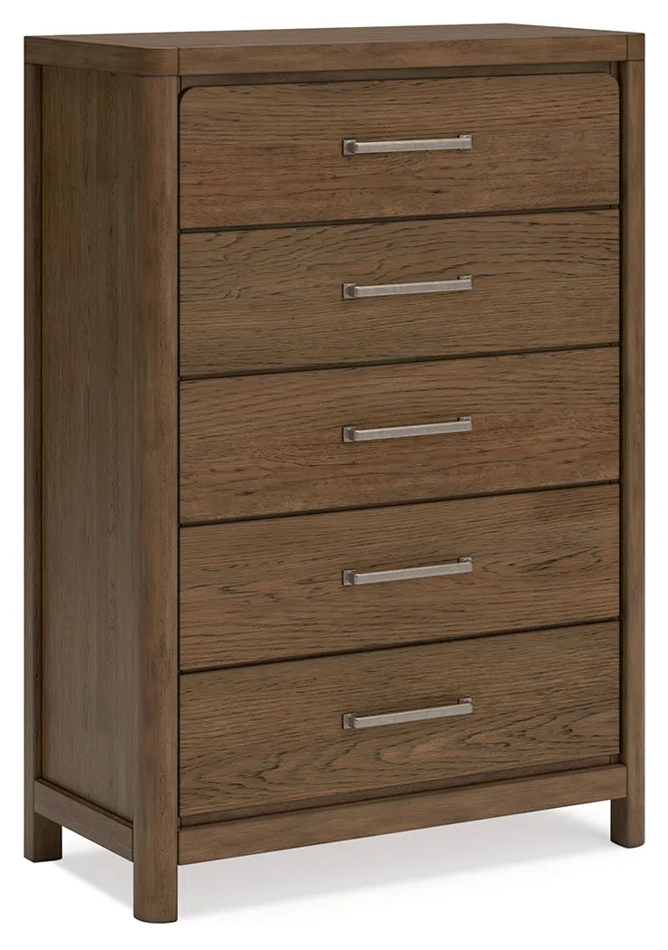 Cabalynn King Upholstered Bed with Mirrored Dresser, Chest and Nightstand in Light Brown