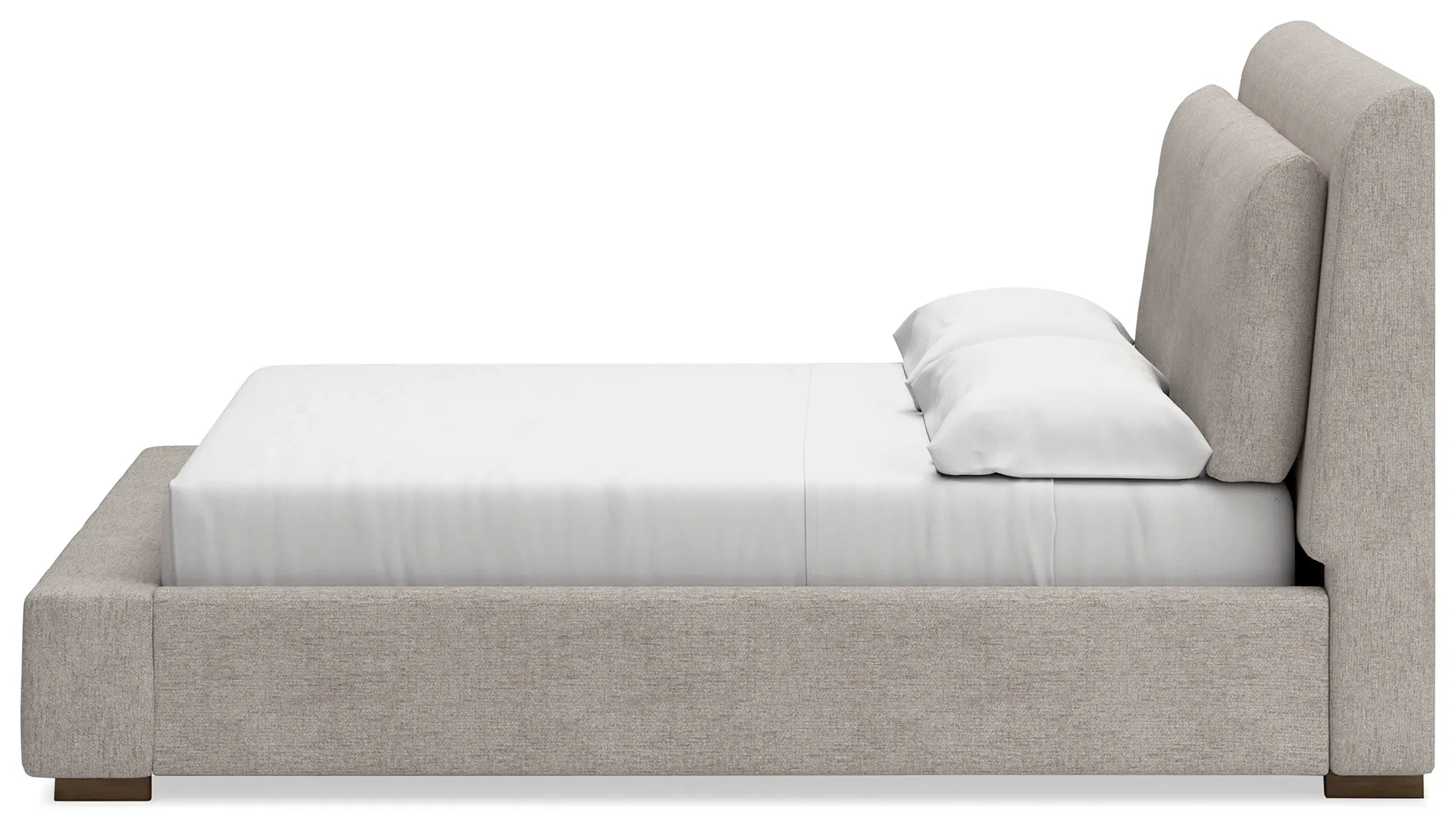 Cabalynn King Upholstered Bed with Mirrored Dresser, Chest and Nightstand in Light Brown