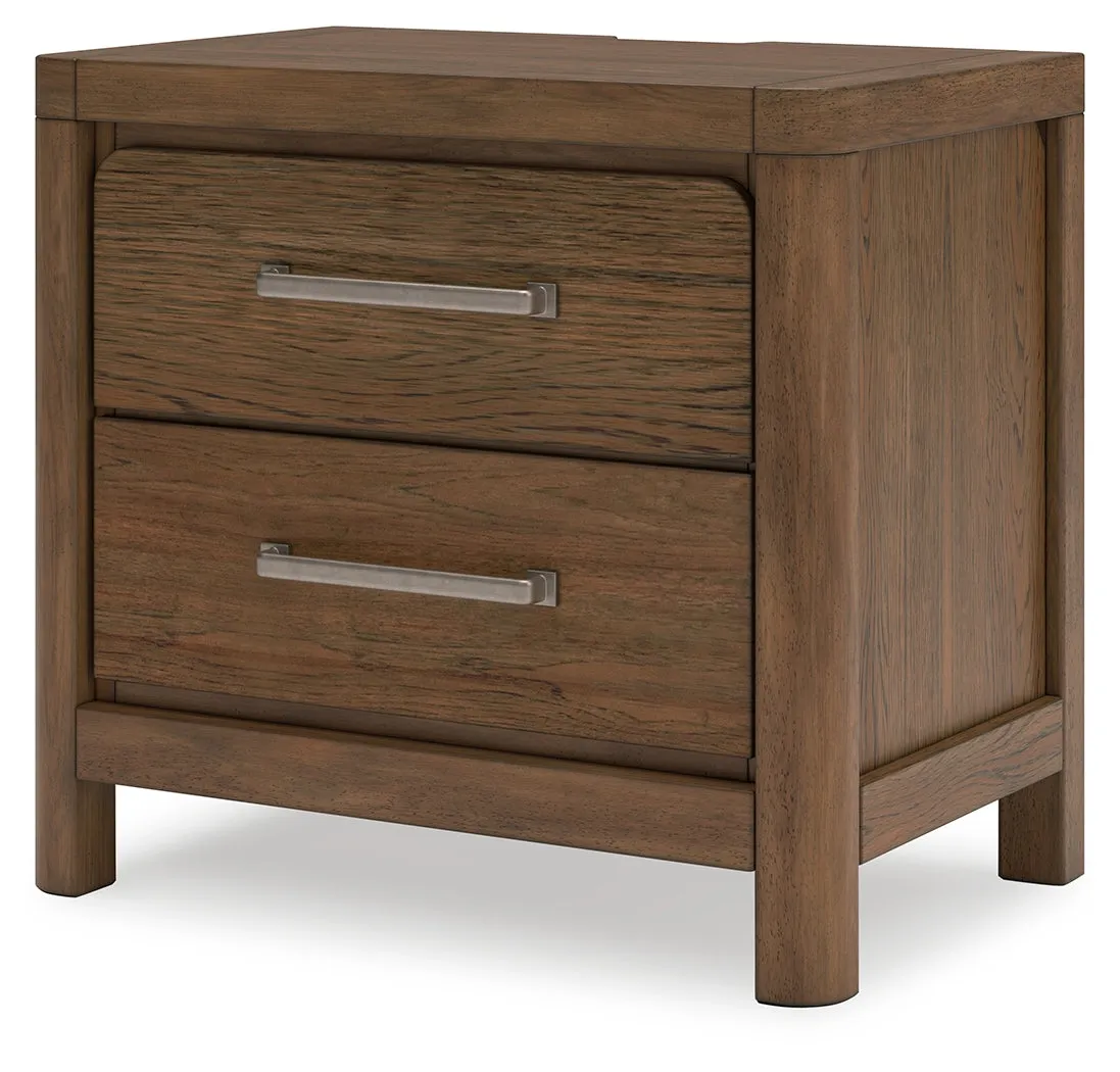 Cabalynn King Upholstered Bed with Mirrored Dresser, Chest and Nightstand in Light Brown