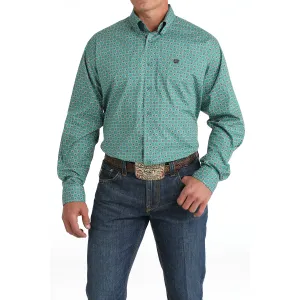 Cinch Men's Green Western Diamond Print Button Down Shirt MTW1105829