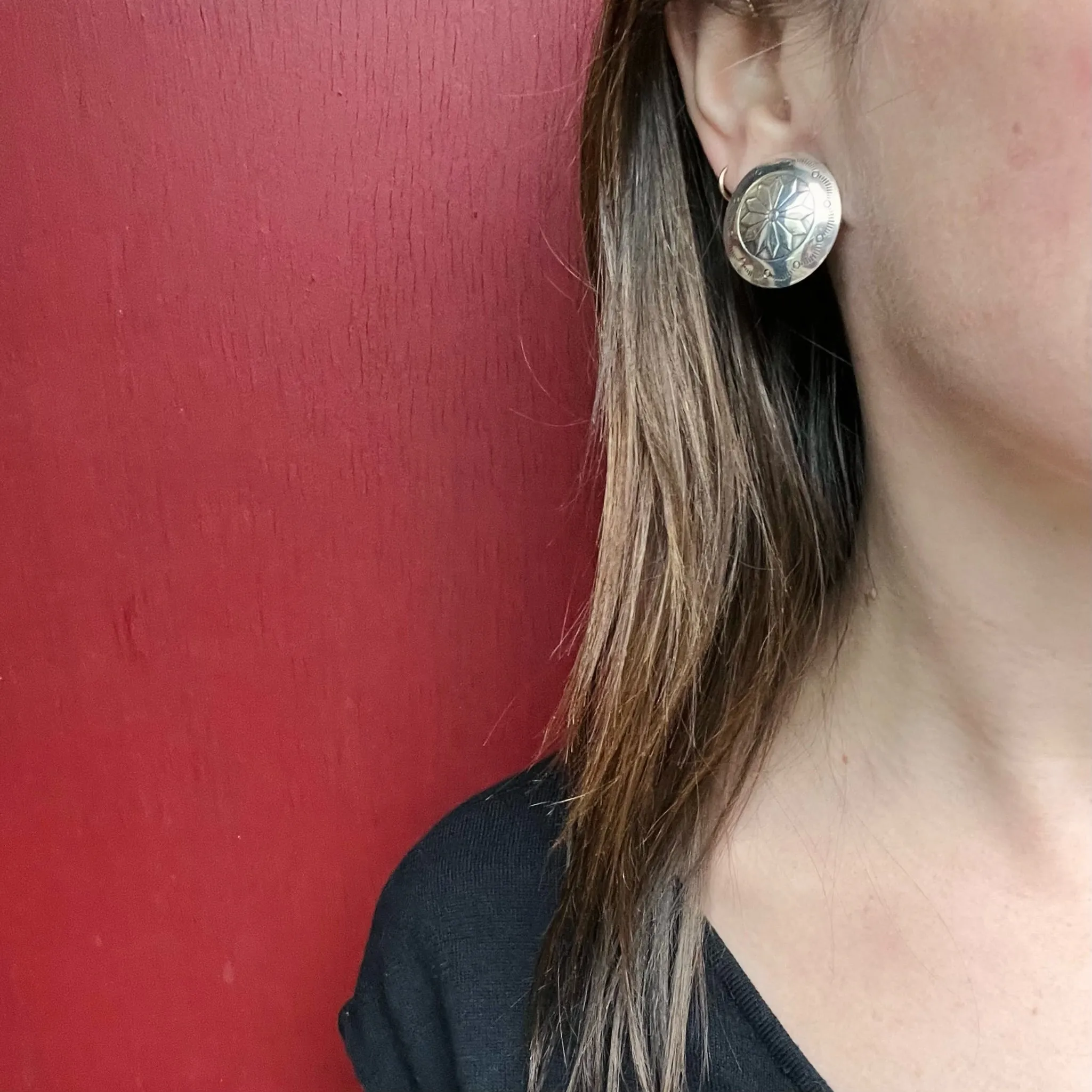 Concho Earrings with Florets & Rocker Designs