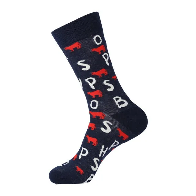 Cotton Polyester Printed Crew Socks