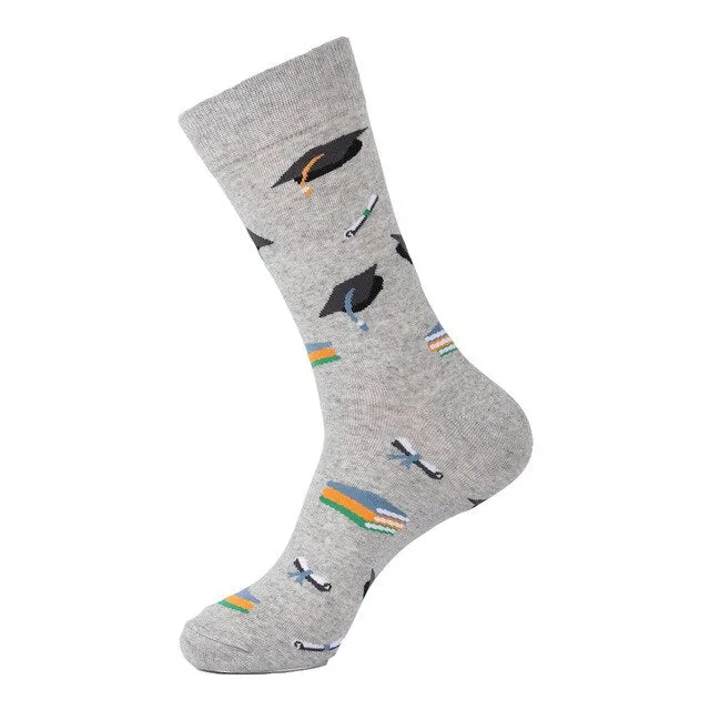 Cotton Polyester Printed Crew Socks