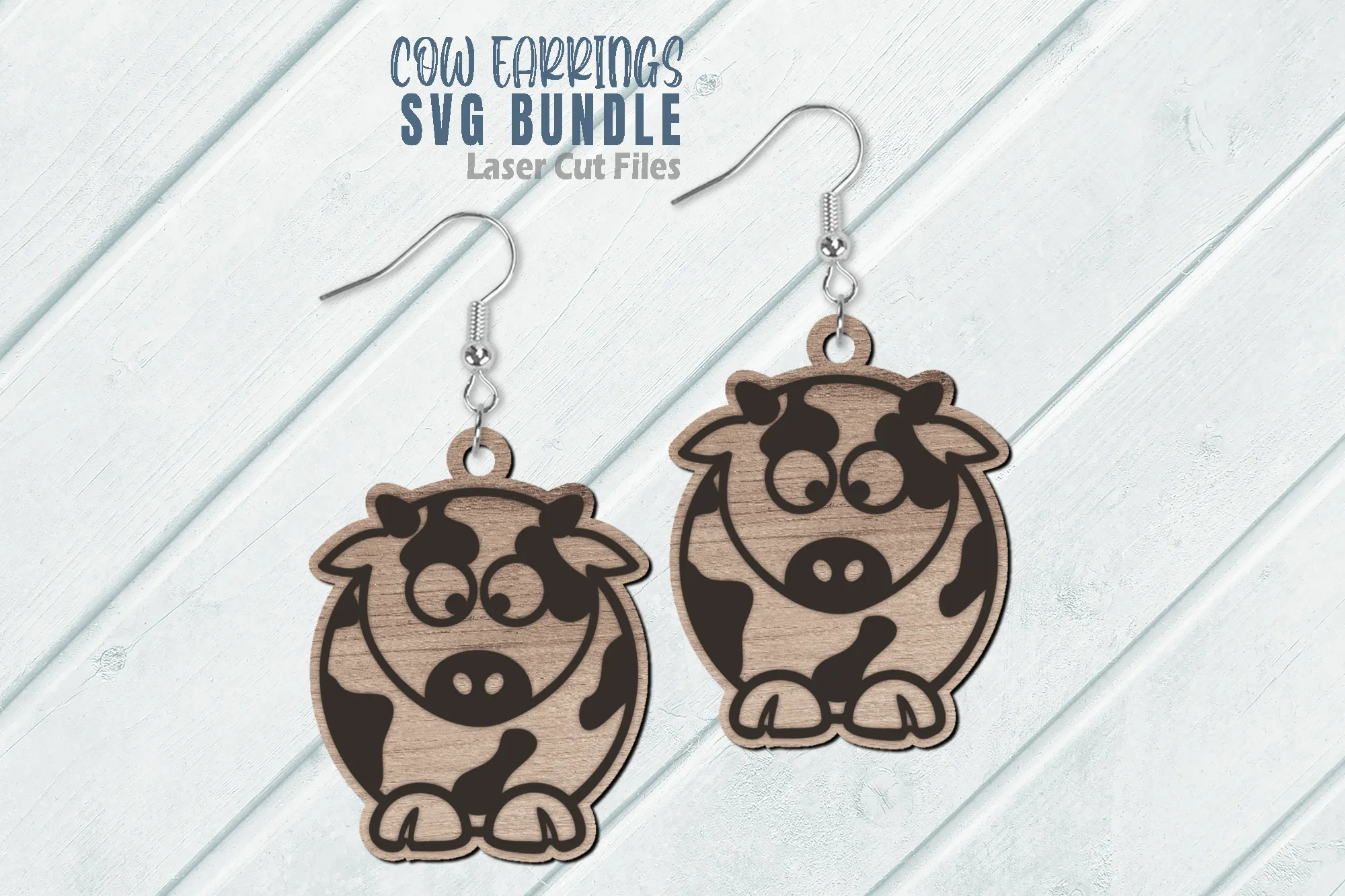Cow Earrings SVG Bundle Laser Cut Files | Chubby Cow SVG | Glowforge Earring Files | Cow Laser Files