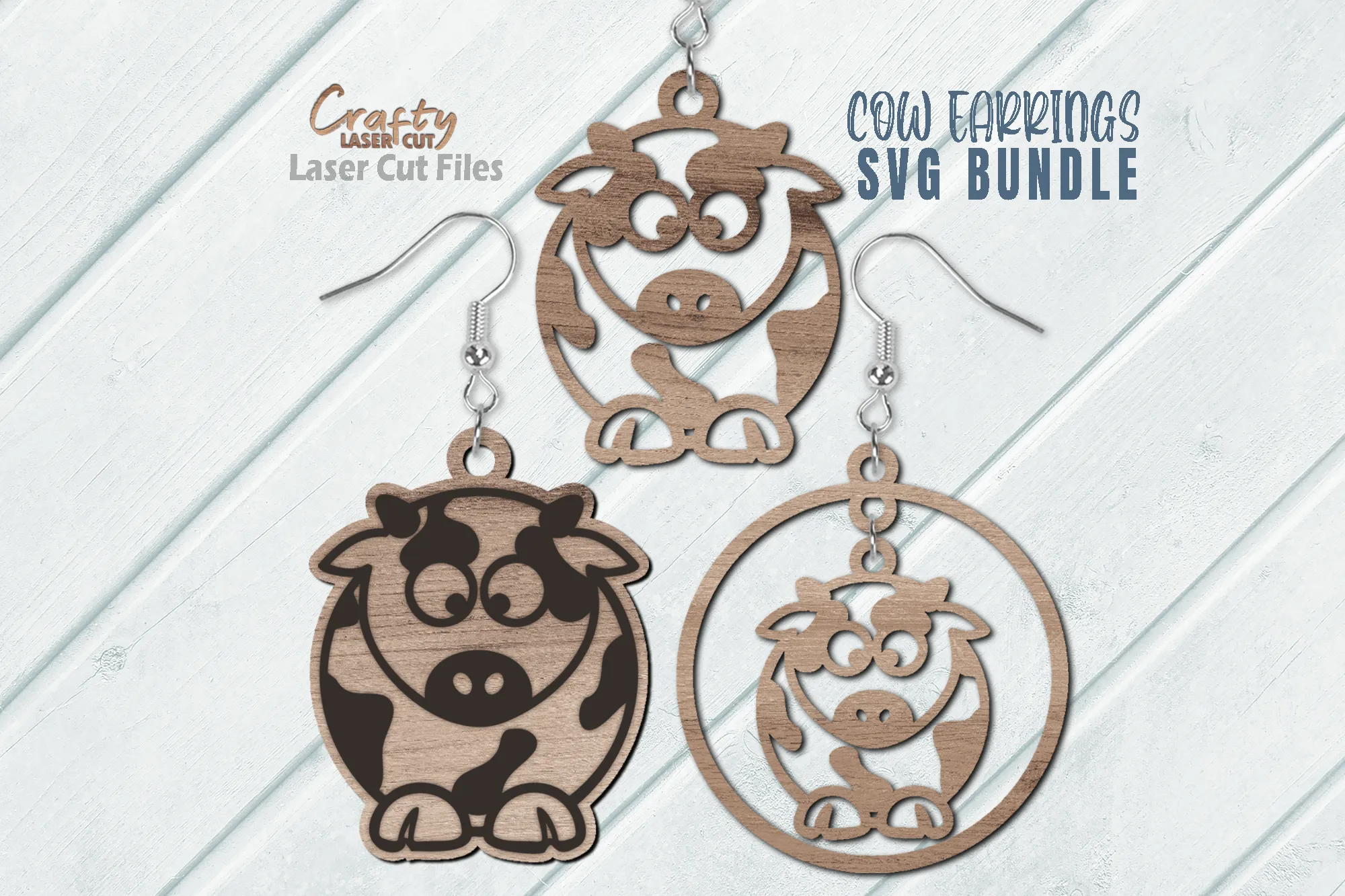 Cow Earrings SVG Bundle Laser Cut Files | Chubby Cow SVG | Glowforge Earring Files | Cow Laser Files