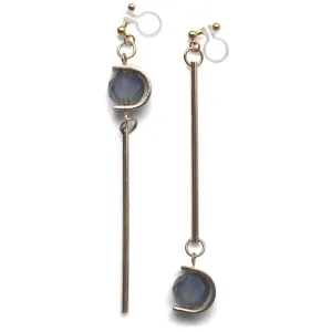 Dangle Asymmetric Blue Crystal Invisible Clip On Earrings