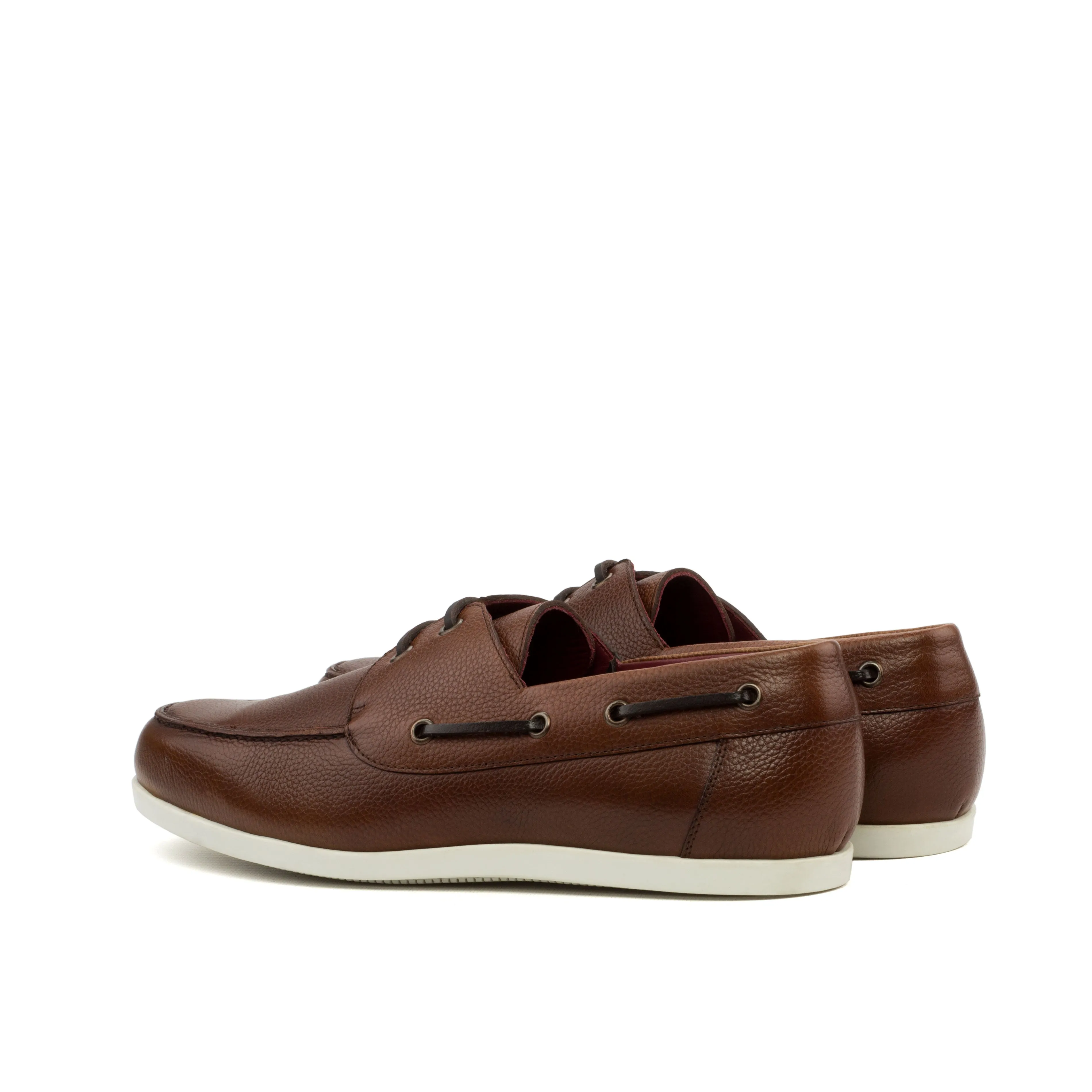 DapperFam Nauticus in Med Brown Men's Italian Full Grain Leather Boat Shoe