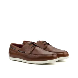 DapperFam Nauticus in Med Brown Men's Italian Full Grain Leather Boat Shoe