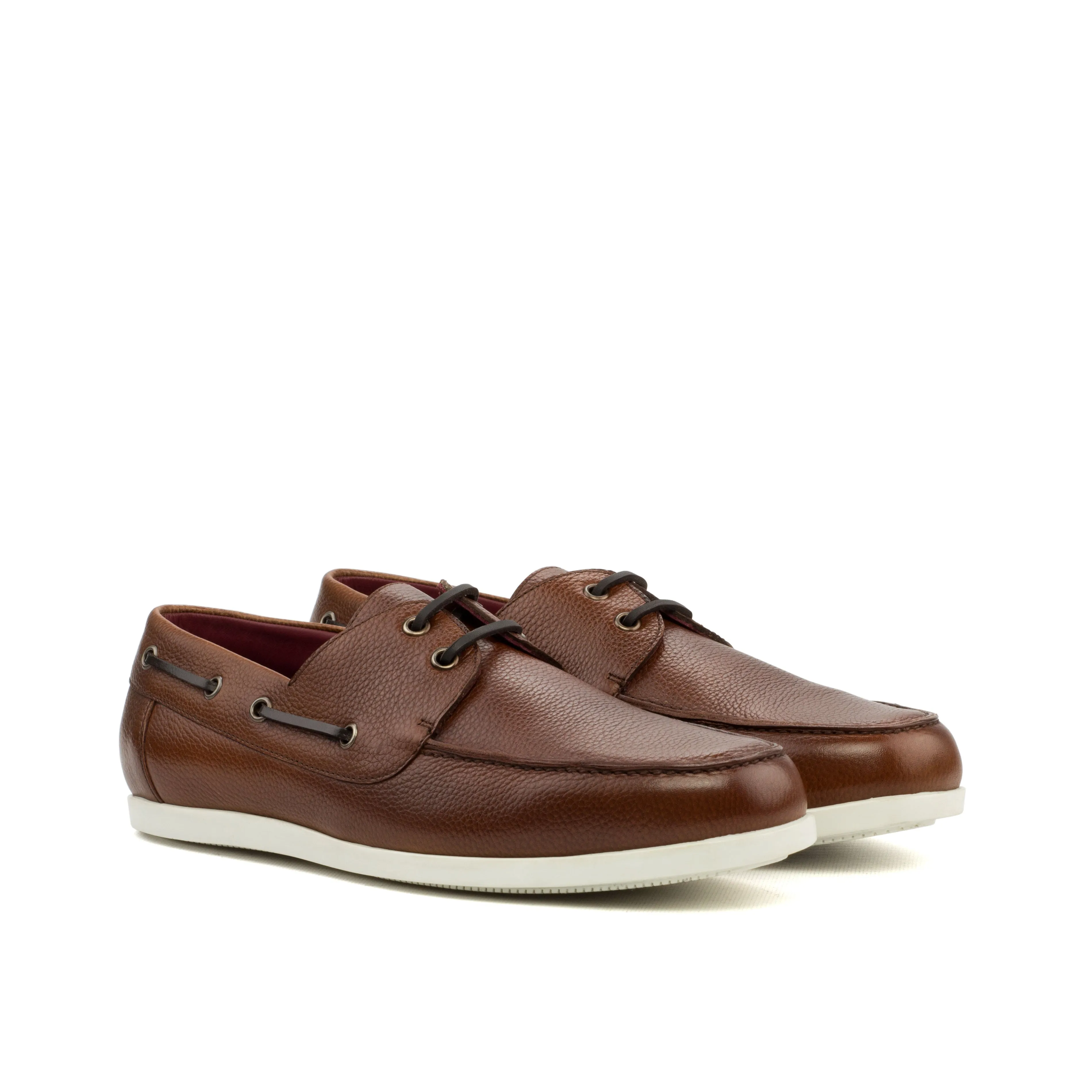 DapperFam Nauticus in Med Brown Men's Italian Full Grain Leather Boat Shoe