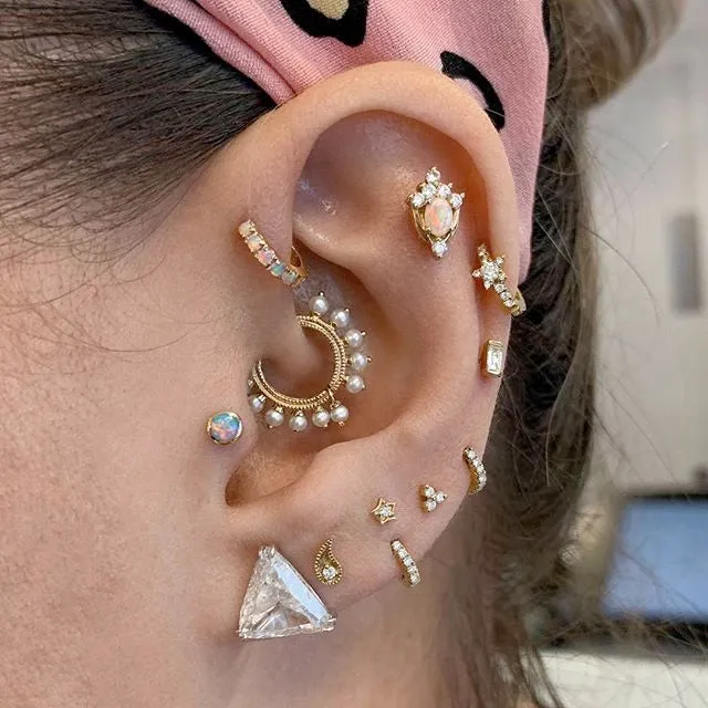 Diamond Star Eternity Earring by Maria Tash in 18K Rose Gold