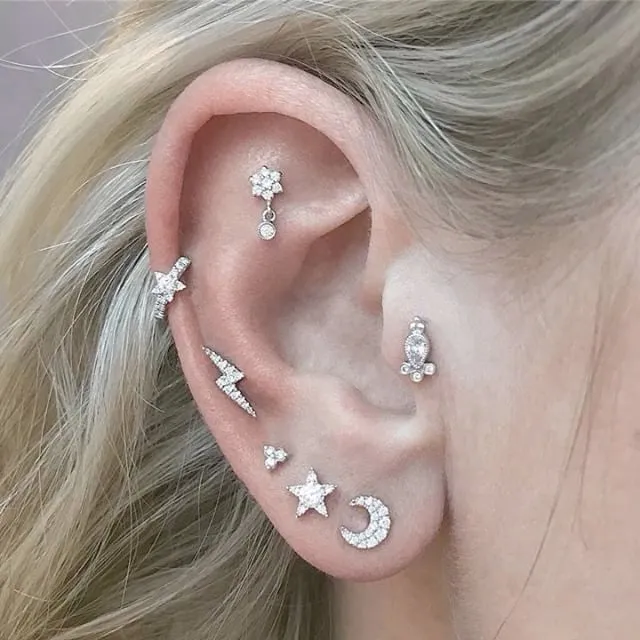 Diamond Star Eternity Earring by Maria Tash in 18K Yellow Gold