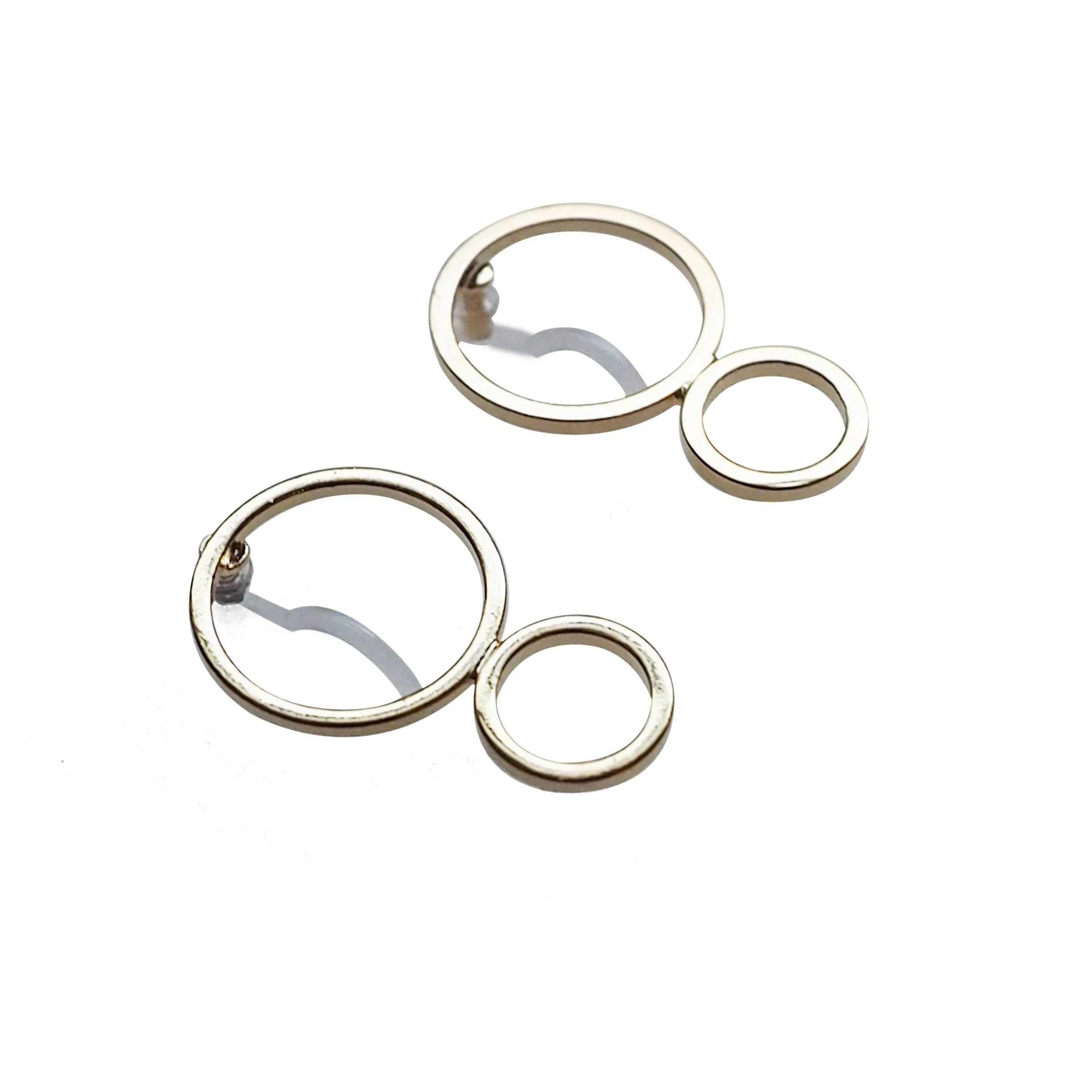 Double hoop invisible clip on stud earrings ( Gold tone )