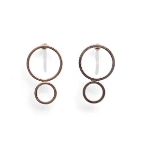 Double hoop invisible clip on stud earrings ( Gold tone )