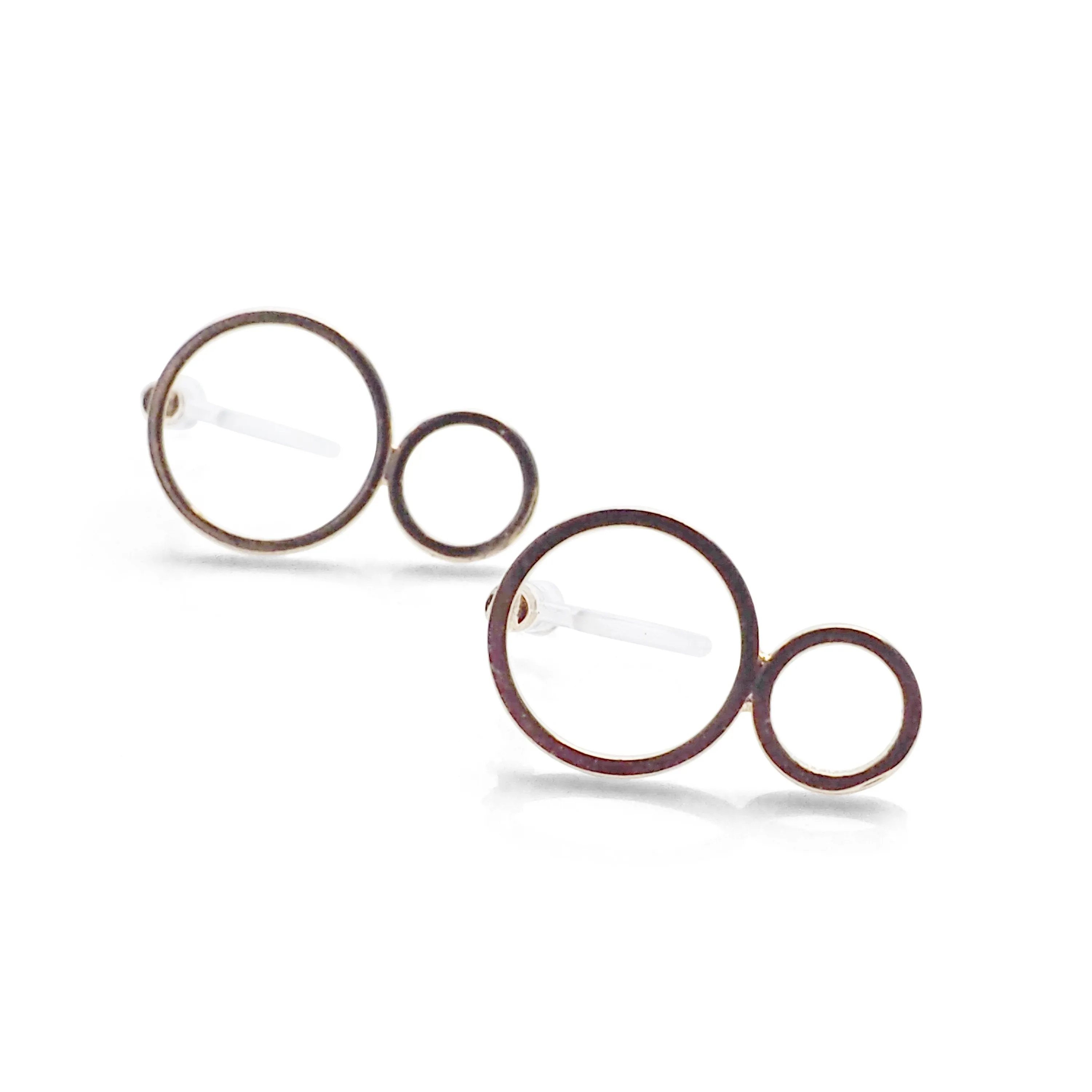 Double hoop invisible clip on stud earrings ( Gold tone )