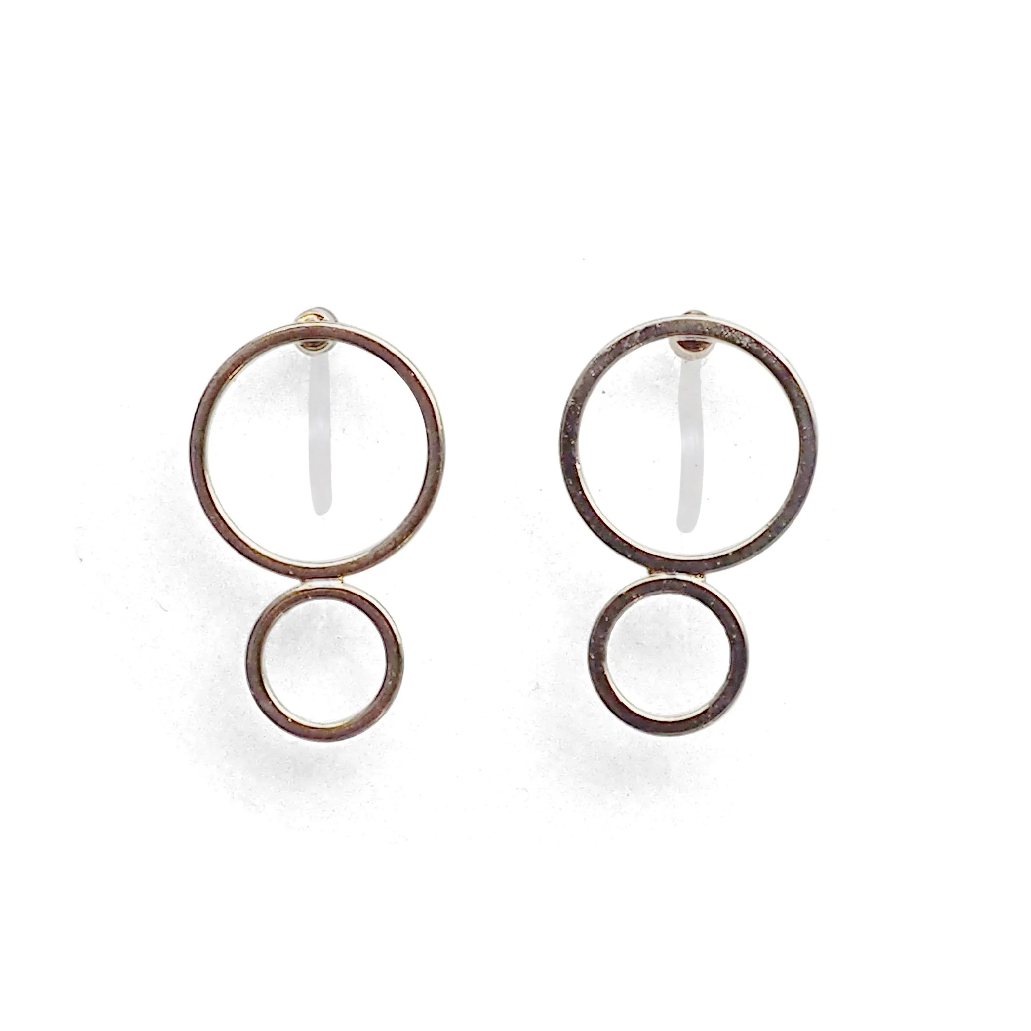 Double hoop invisible clip on stud earrings ( Gold tone )