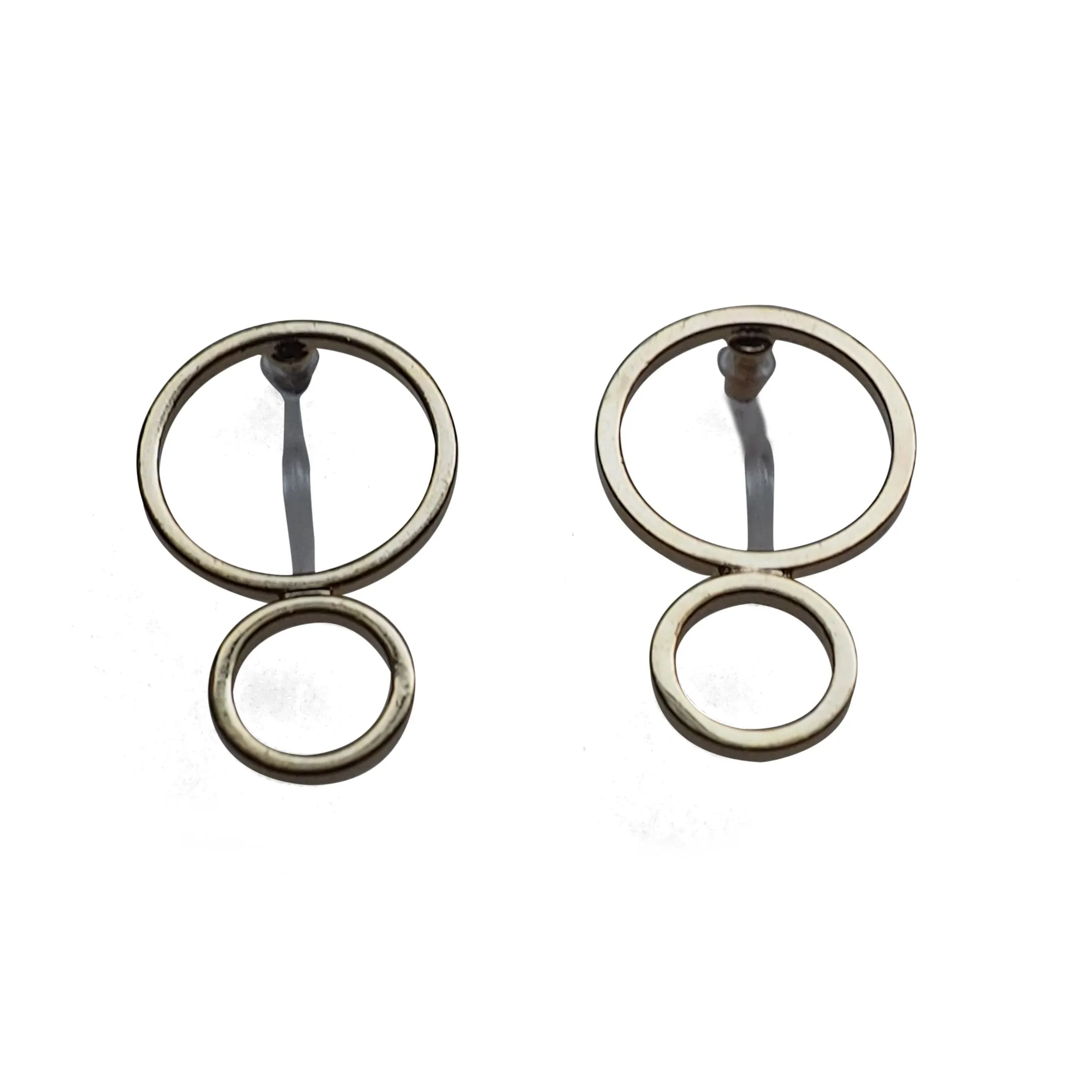 Double hoop invisible clip on stud earrings ( Gold tone )