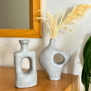 Duo Riad vase and gray vase   pampas