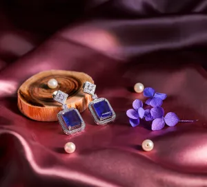 Earrings with Doublet Stones and Hydro Stones in White Rhodium