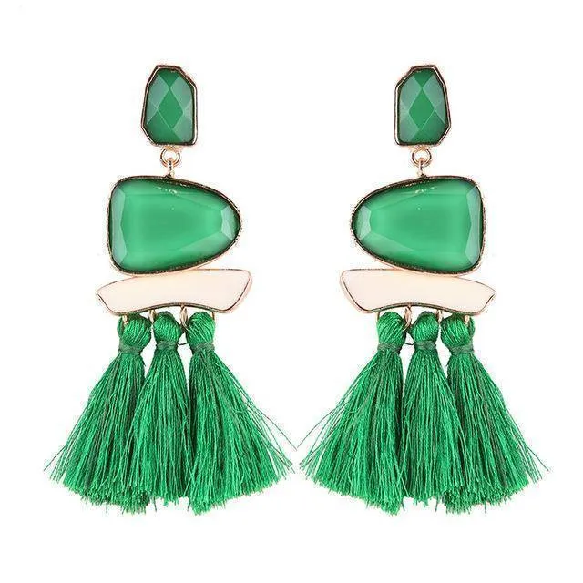 Fringed Statement Tassel, Multicolored Hot Fashion Drop Dangle Earrings