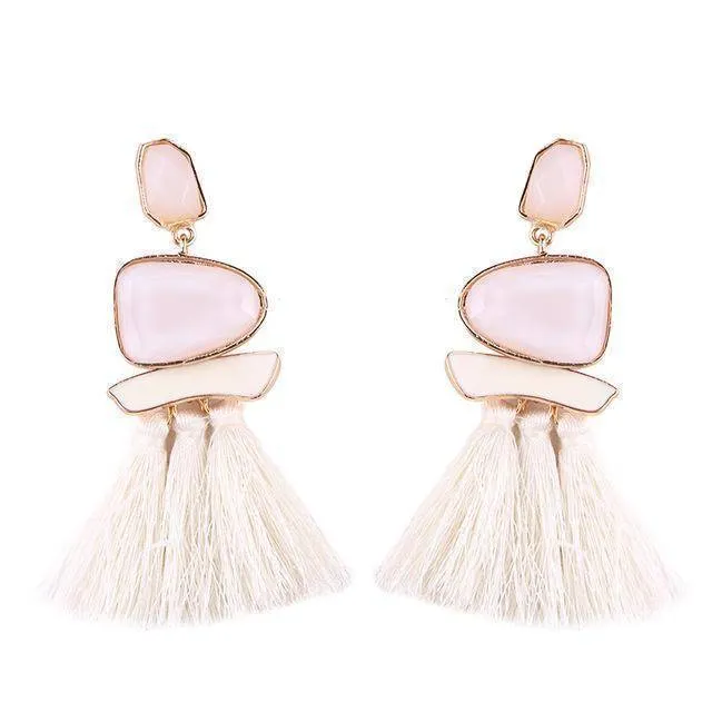 Fringed Statement Tassel, Multicolored Hot Fashion Drop Dangle Earrings