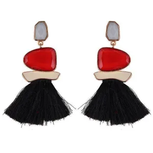 Fringed Statement Tassel, Multicolored Hot Fashion Drop Dangle Earrings