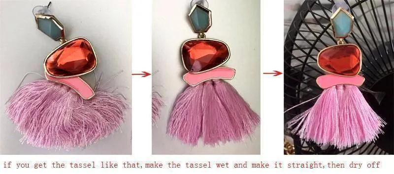 Fringed Statement Tassel, Multicolored Hot Fashion Drop Dangle Earrings