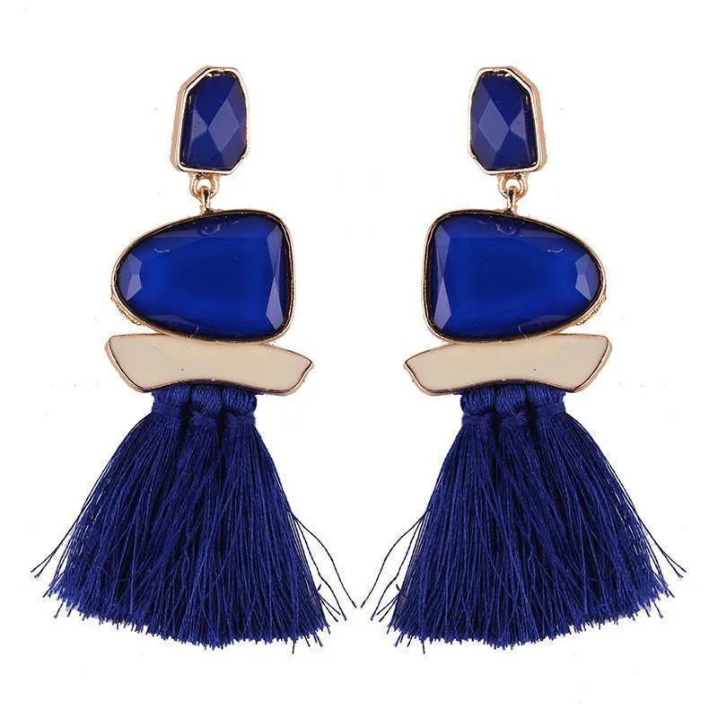 Fringed Statement Tassel, Multicolored Hot Fashion Drop Dangle Earrings