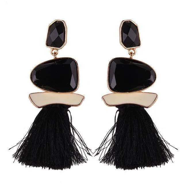 Fringed Statement Tassel, Multicolored Hot Fashion Drop Dangle Earrings