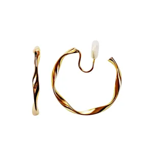 Gold 35mm Twisted Hoop Clip Angle Adjustable Spiral Clip On Earrings