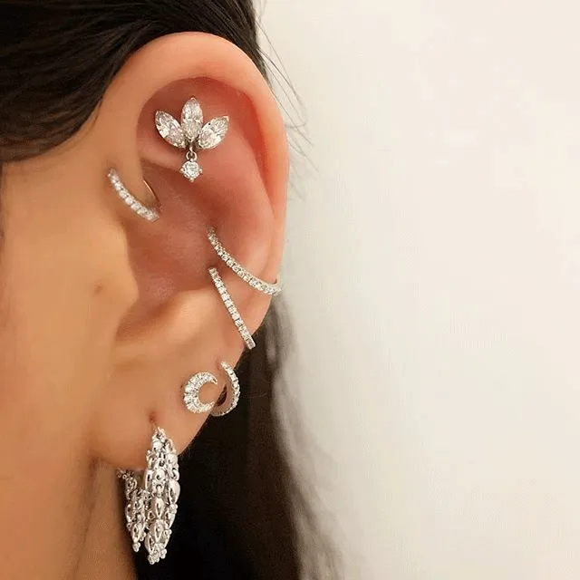 Gold Tassel Eternity Ring Earring by Maria Tash in 14K White Gold