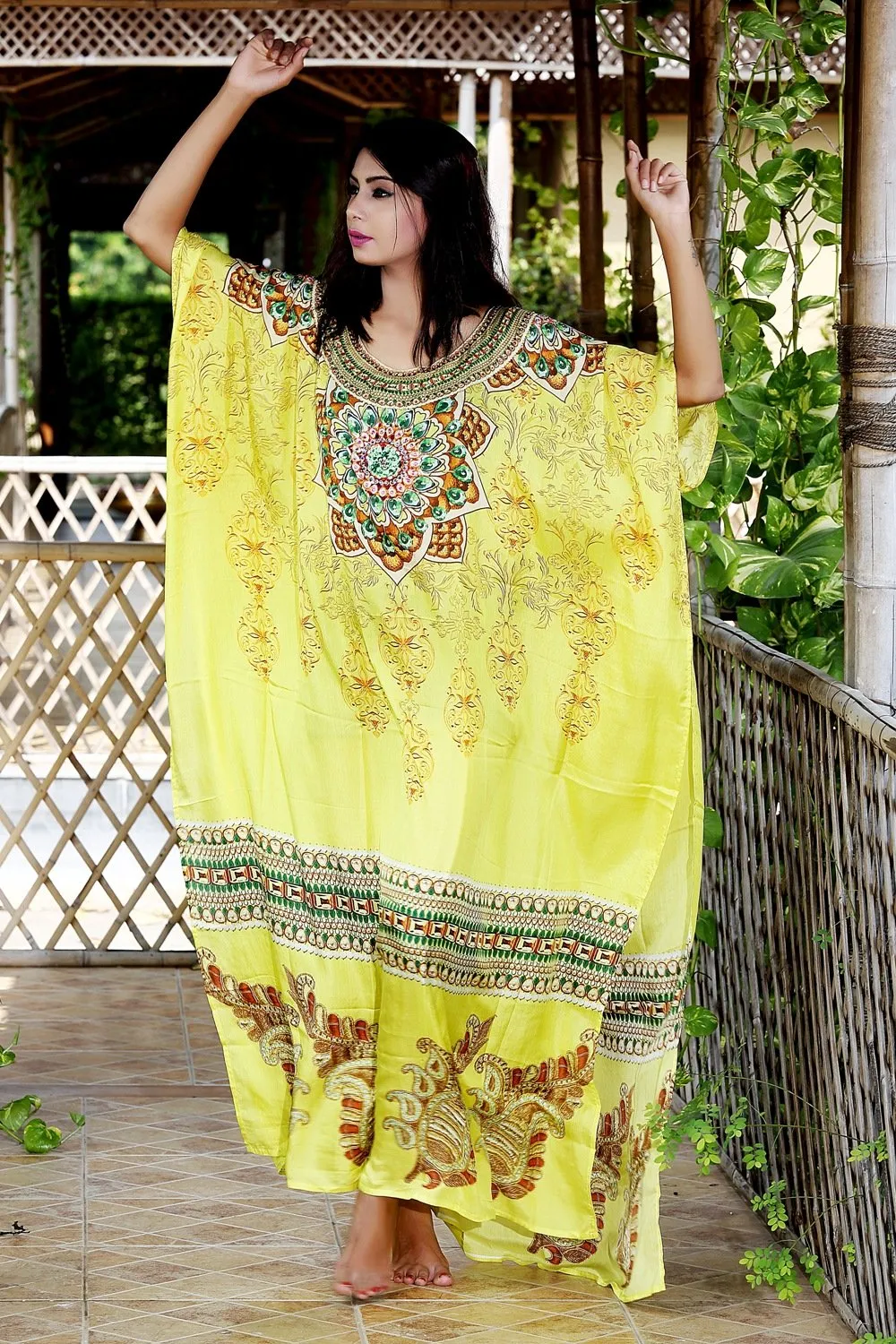 Heavily embellished maxi beach caftan/silk looks and feel kaftan beach and resort wear handmade latest kaftan fashion plus woman 96