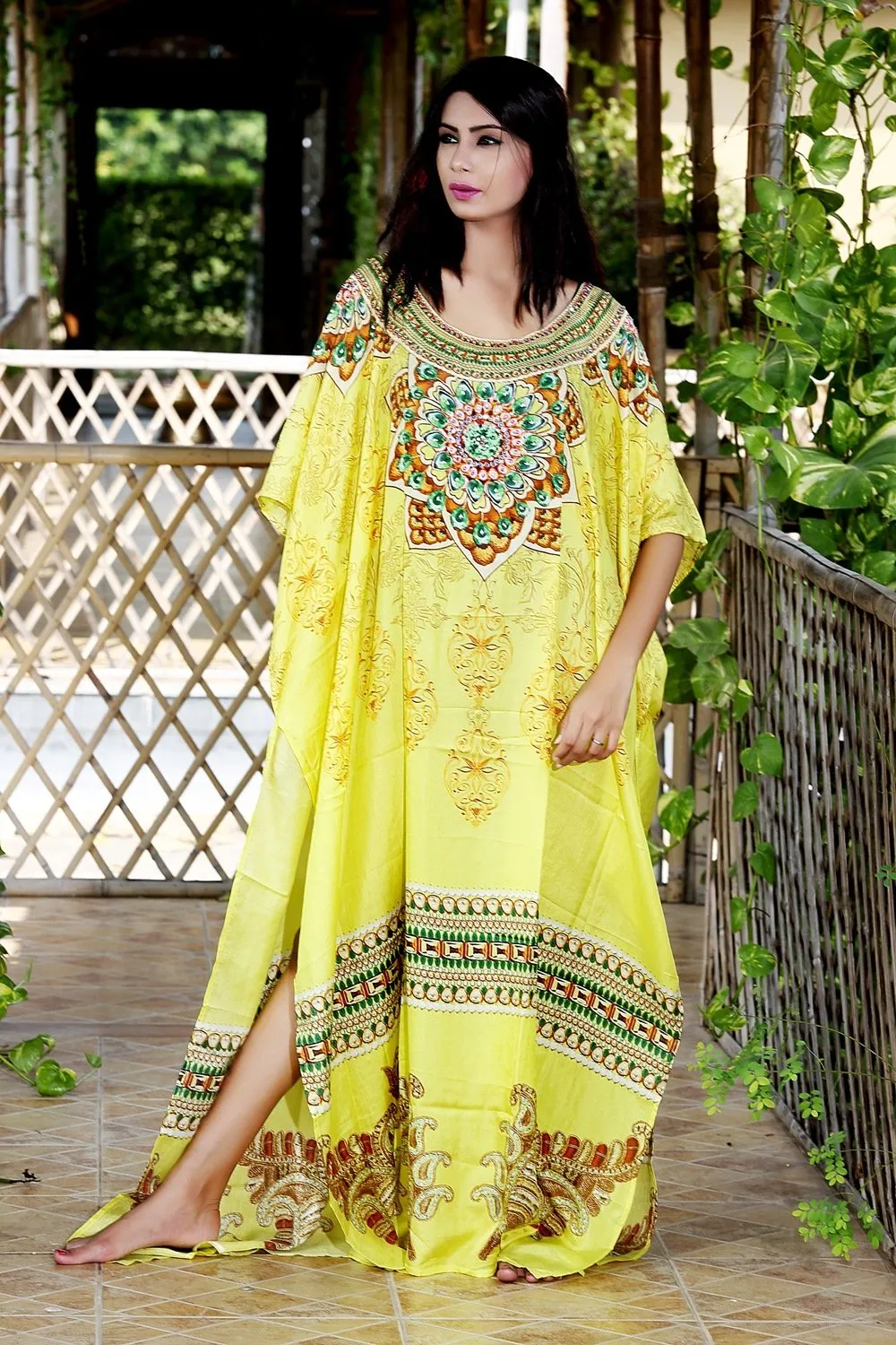 Heavily embellished maxi beach caftan/silk looks and feel kaftan beach and resort wear handmade latest kaftan fashion plus woman 96